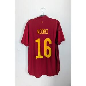 Rare Authentic Adidas Spain 2020 Home Rodri Soccer Jersey Red HEAT.RDY Men Large